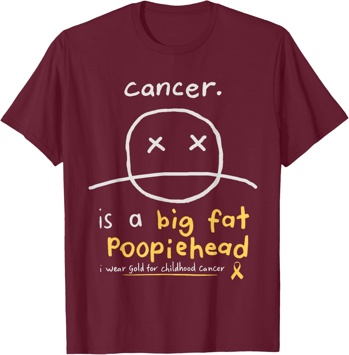 Childhood Cancer Awareness Smile Face Fighters - Survivors T-Shirt - T-Shirt | Maroon