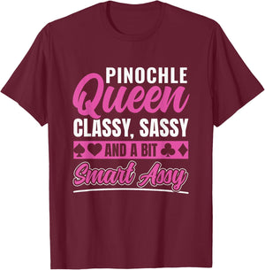 Pinochle Queen Funny Pinochle Player T-Shirt - T-Shirt | Maroon