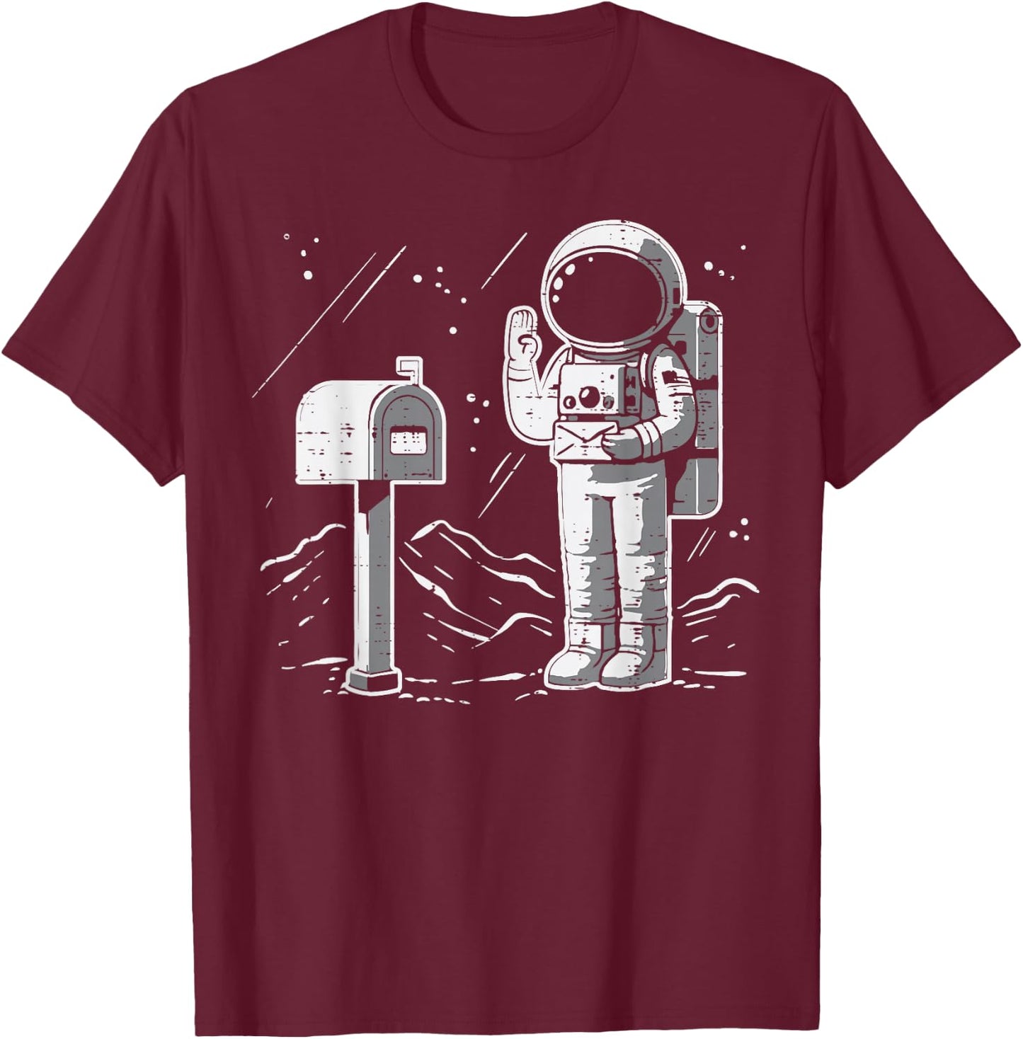 Astronaut Mailbox Funny Space Mailman Postal Men Women Kids T-Shirt - T-Shirt | Maroon