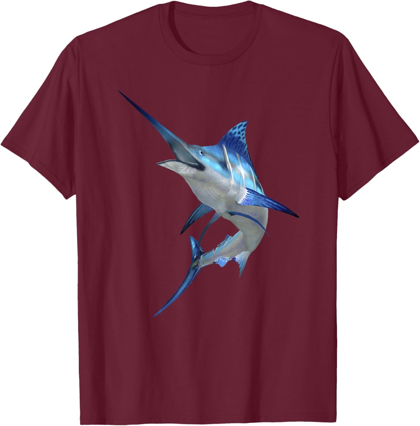 Beautiful Blue Marlin Fishing Short Sleeve T-Shirt - T-Shirt | Maroon