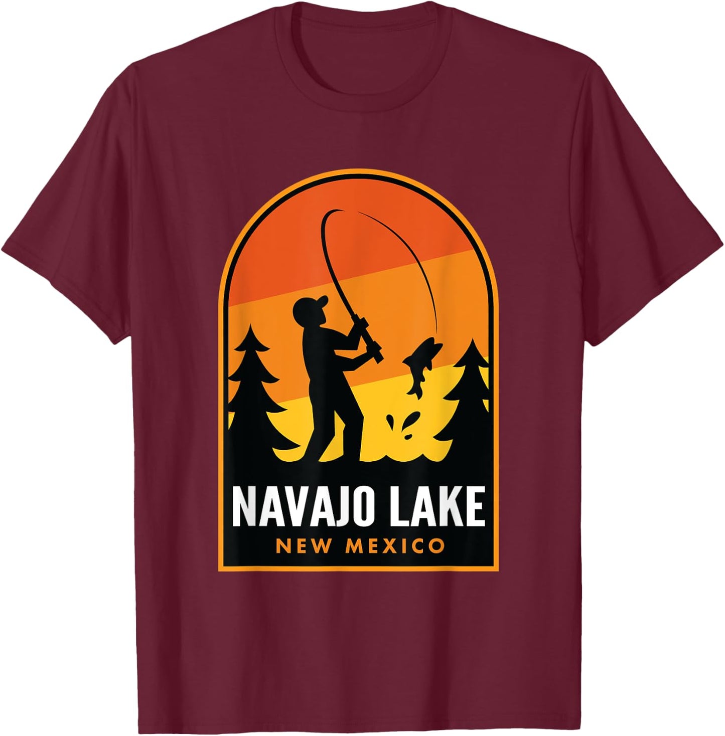 Navajo Lake New Mexico Fishing T-Shirt - T-Shirt | Maroon