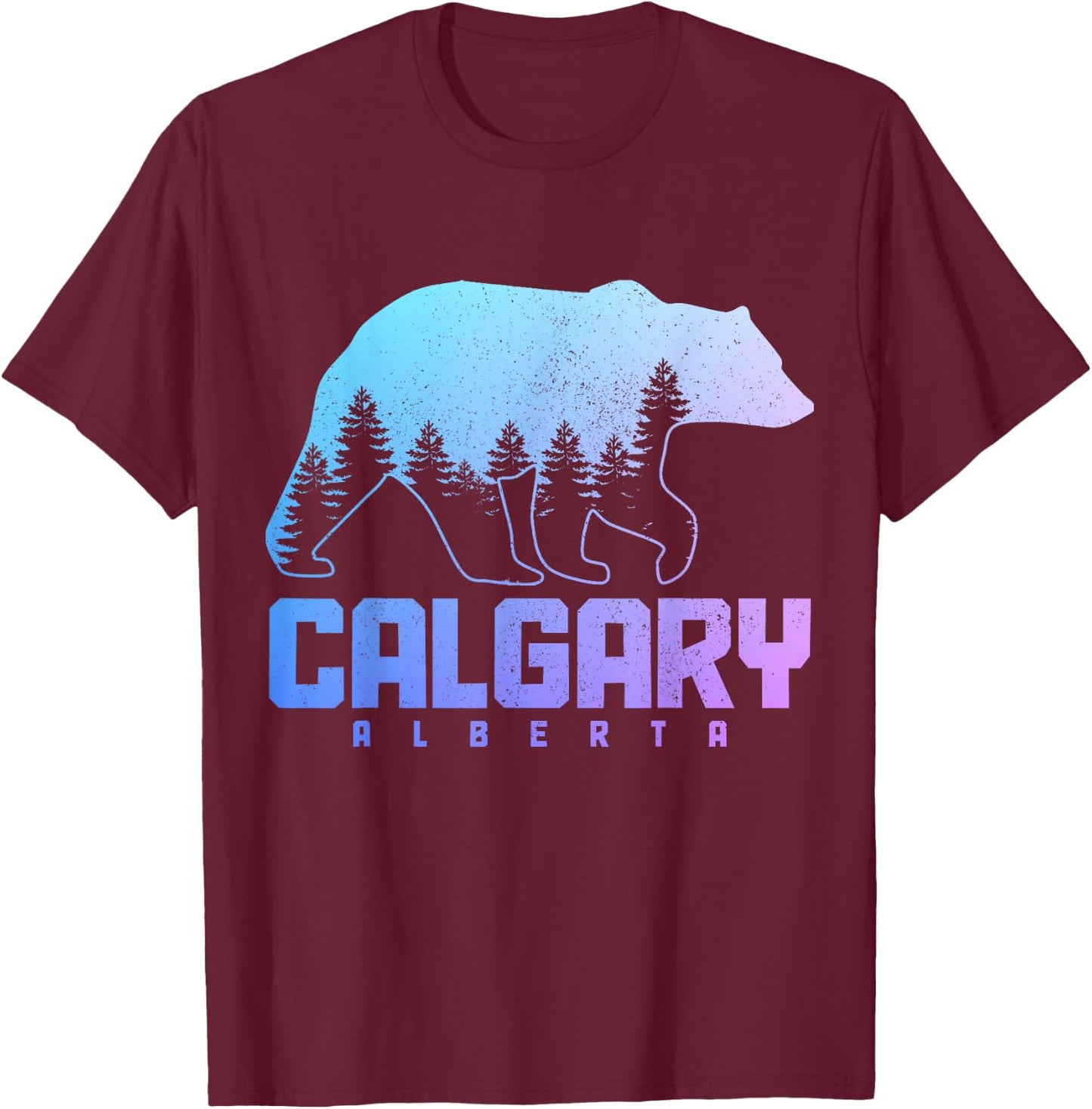 Calgary Alberta Canada Bear Grizzly Pride Outdoor Vintage T-Shirt - T-Shirt | Maroon