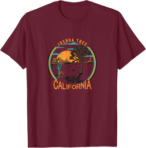 Joshua Tree California Desert Sunrise Landscape T-Shirt - T-Shirt | Maroon