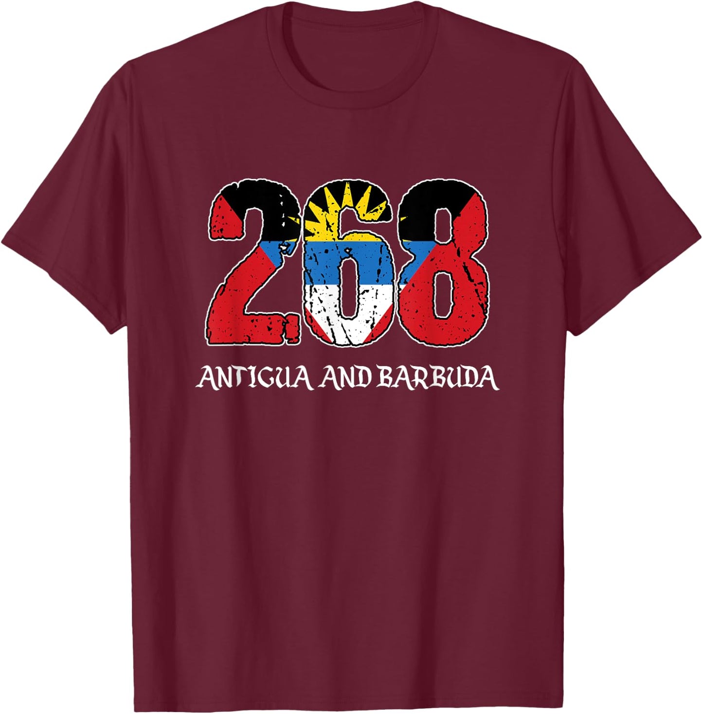 Patriotic 268 Barbuda Antigua Barbudan Antiguan National Women Kids Men T-Shirt - T-Shirt | Maroon