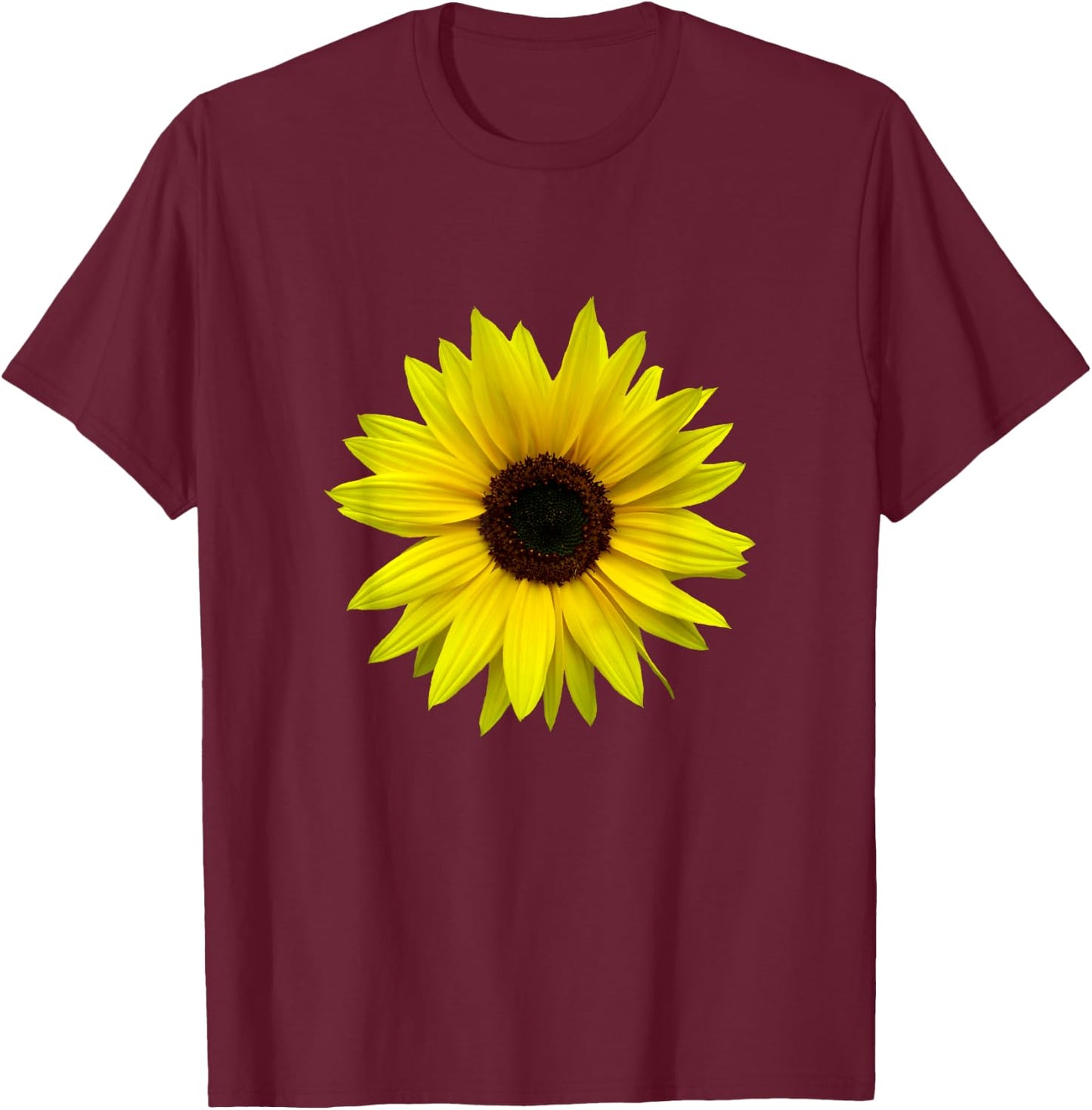 Sunflower, yellow sunflowers flower, flower, floral blossoms T-Shirt - T-Shirt | Maroon