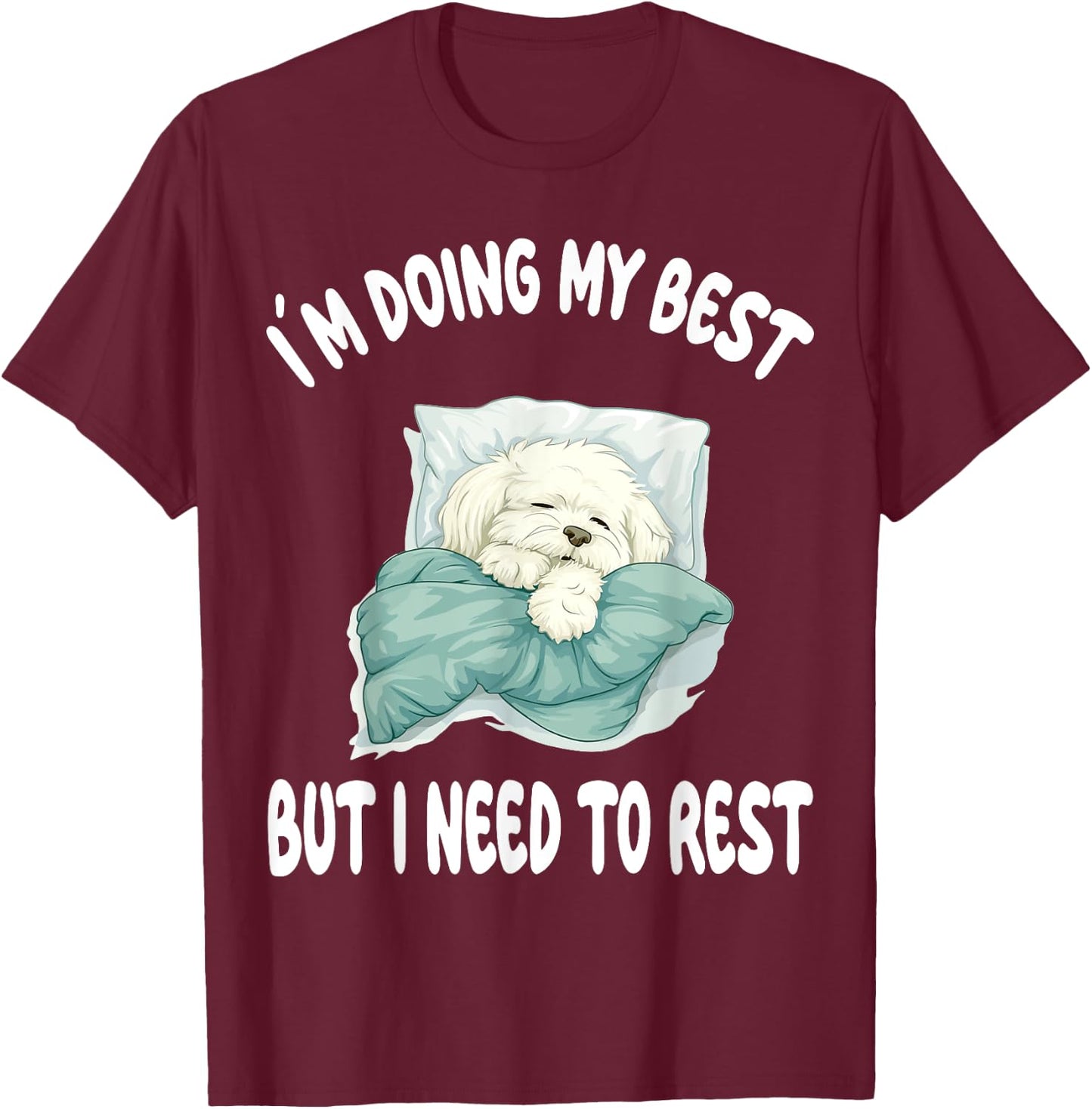 Coton De Tulear Official Sleepshirt Pajamas Nightgown T-Shirt - T-Shirt | Maroon