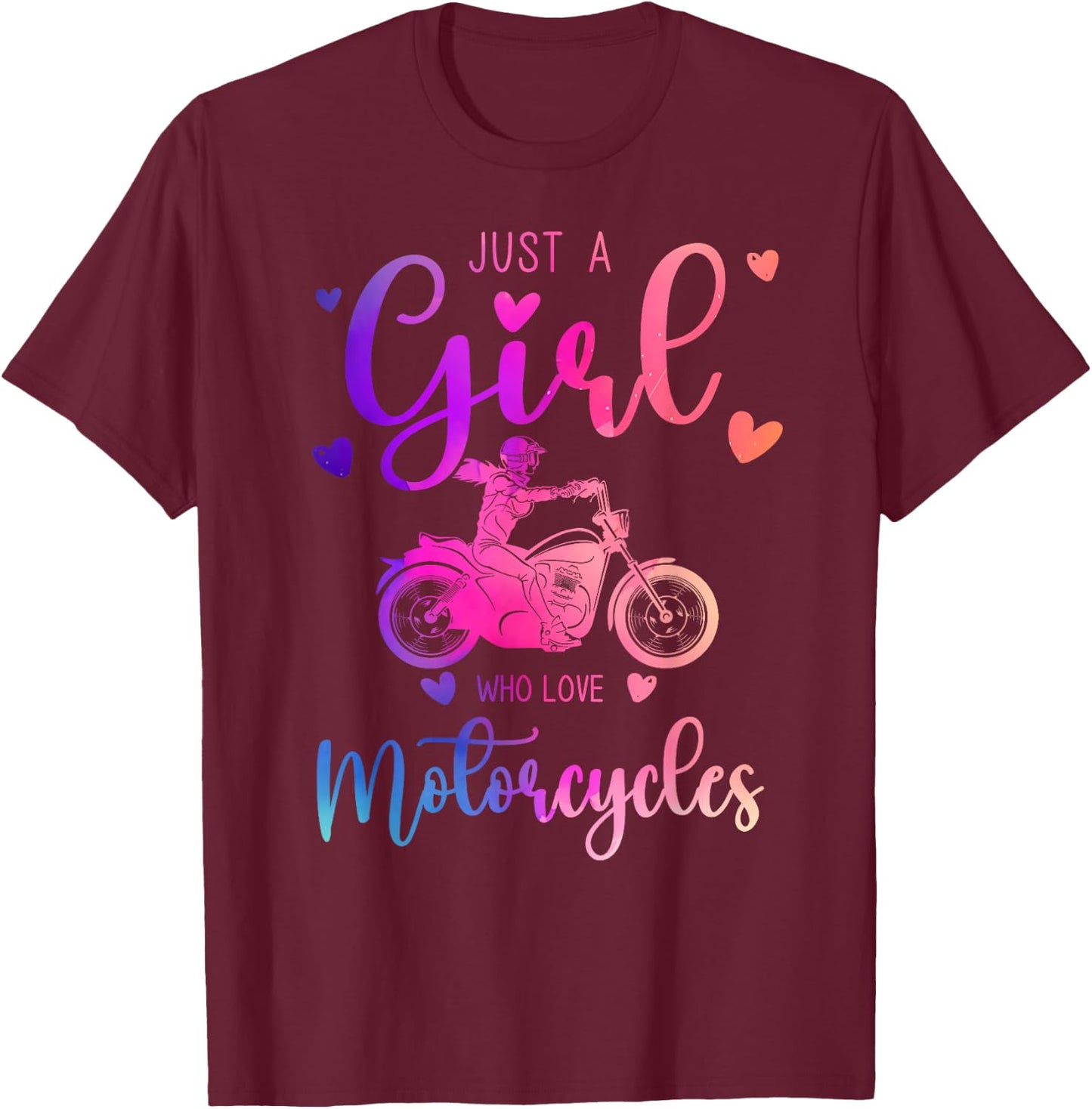 Just a Girl Who Loves Motorcycles Dress and Kids T-Shirt - T-Shirt | Maroon