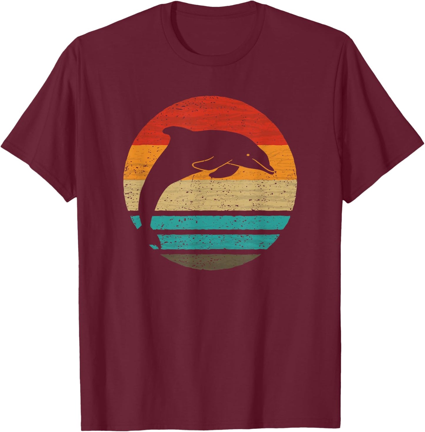 Dolphin Retro Style Vintage T-Shirt - T-Shirt | Maroon