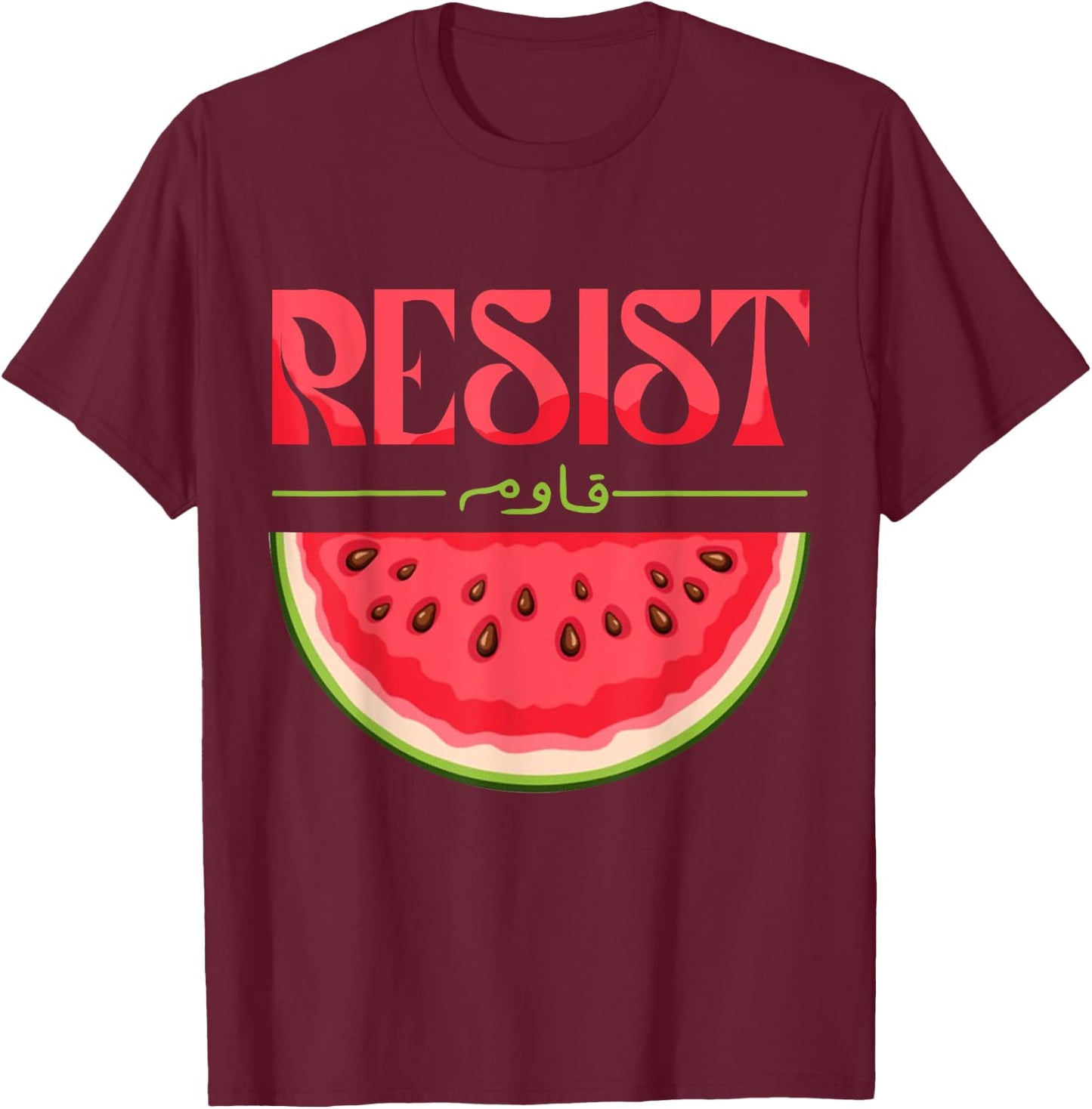 Watermelon Resist Stand With Palestine Gift Men T-Shirt - T-Shirt | Maroon