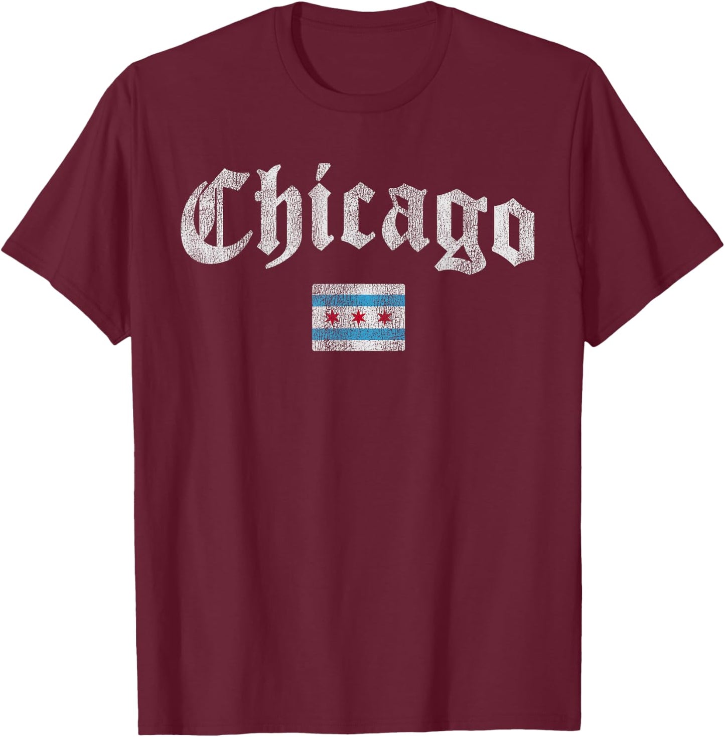Retro Chicago Flag Souvenir Women Kids Men T-Shirt - T-Shirt | Maroon