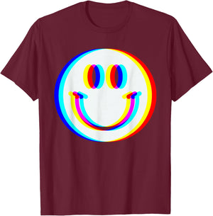 Smiling Face EDM Trippy Vaporwave Techno Rave Music Festival T-Shirt - T-Shirt | Maroon