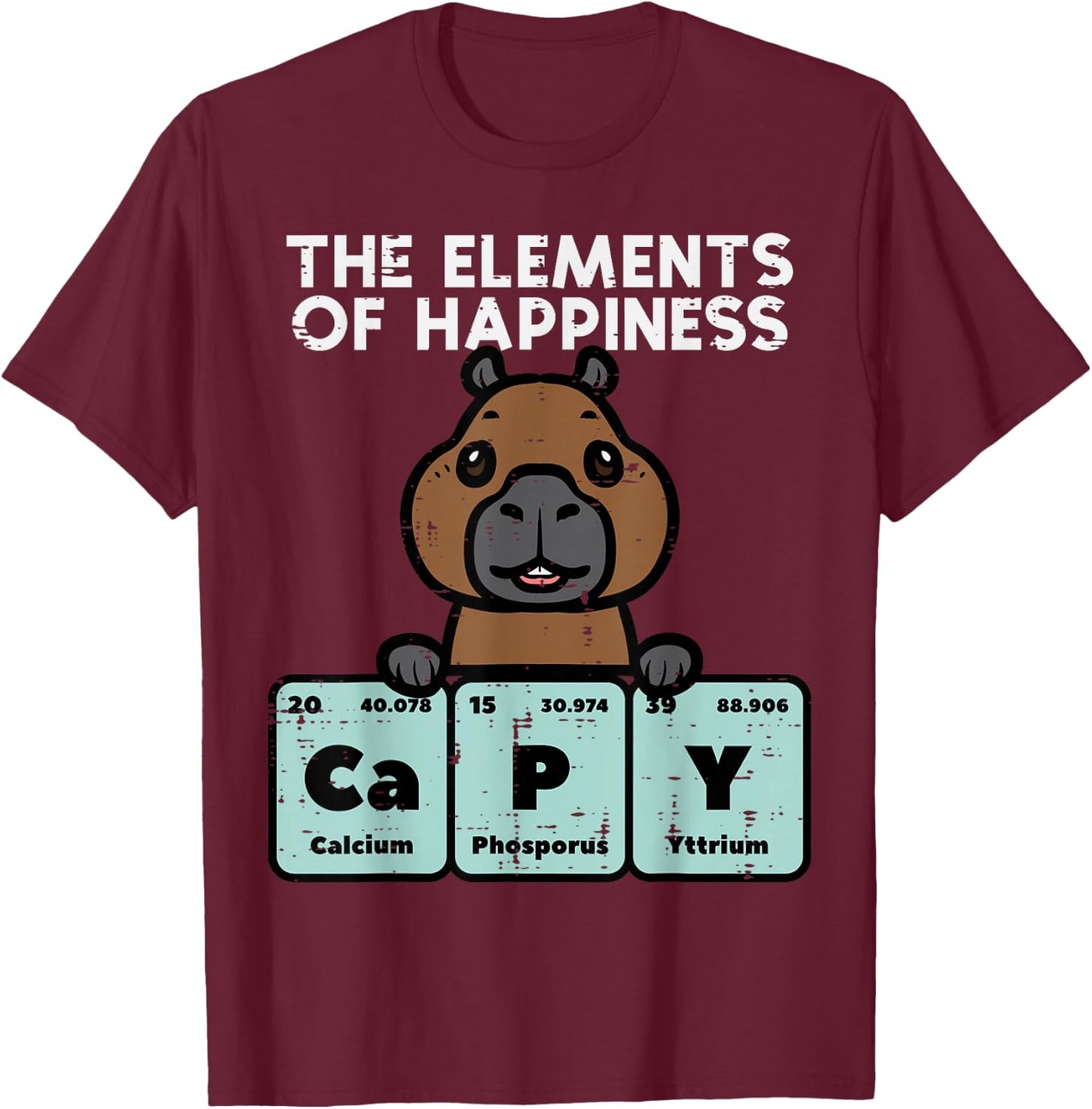 Capybara Elements of Happiness Capy Science Men Women Kids T-Shirt - T-Shirt | Maroon