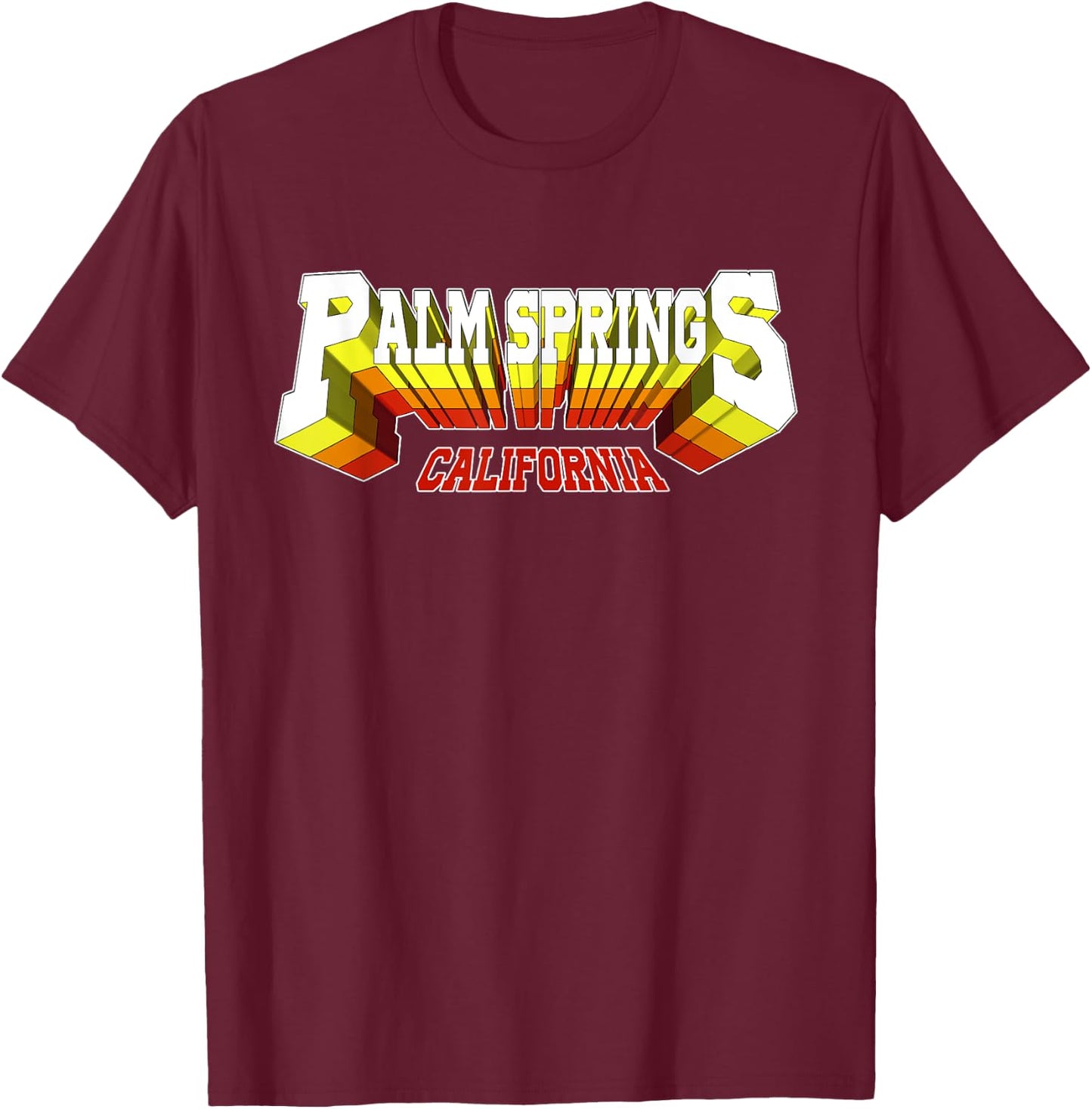 Retro Palm Springs City CA California T-Shirt - T-Shirt | Maroon