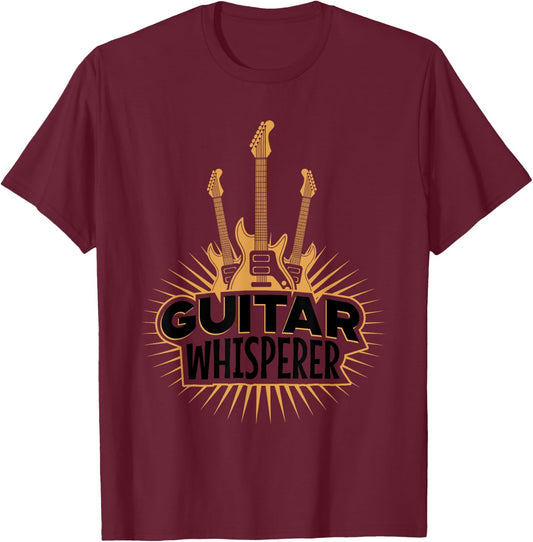 Guitars Whisperer Funny Guitarist Music Lover Gift Men Women T-Shirt - T-Shirt | Maroon