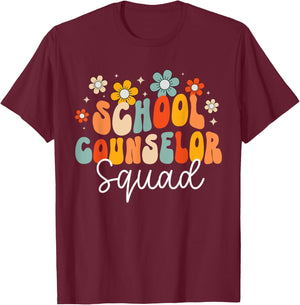 School Counselor Squad Counseling Office School Guidance T-Shirt - T-Shirt | Maroon