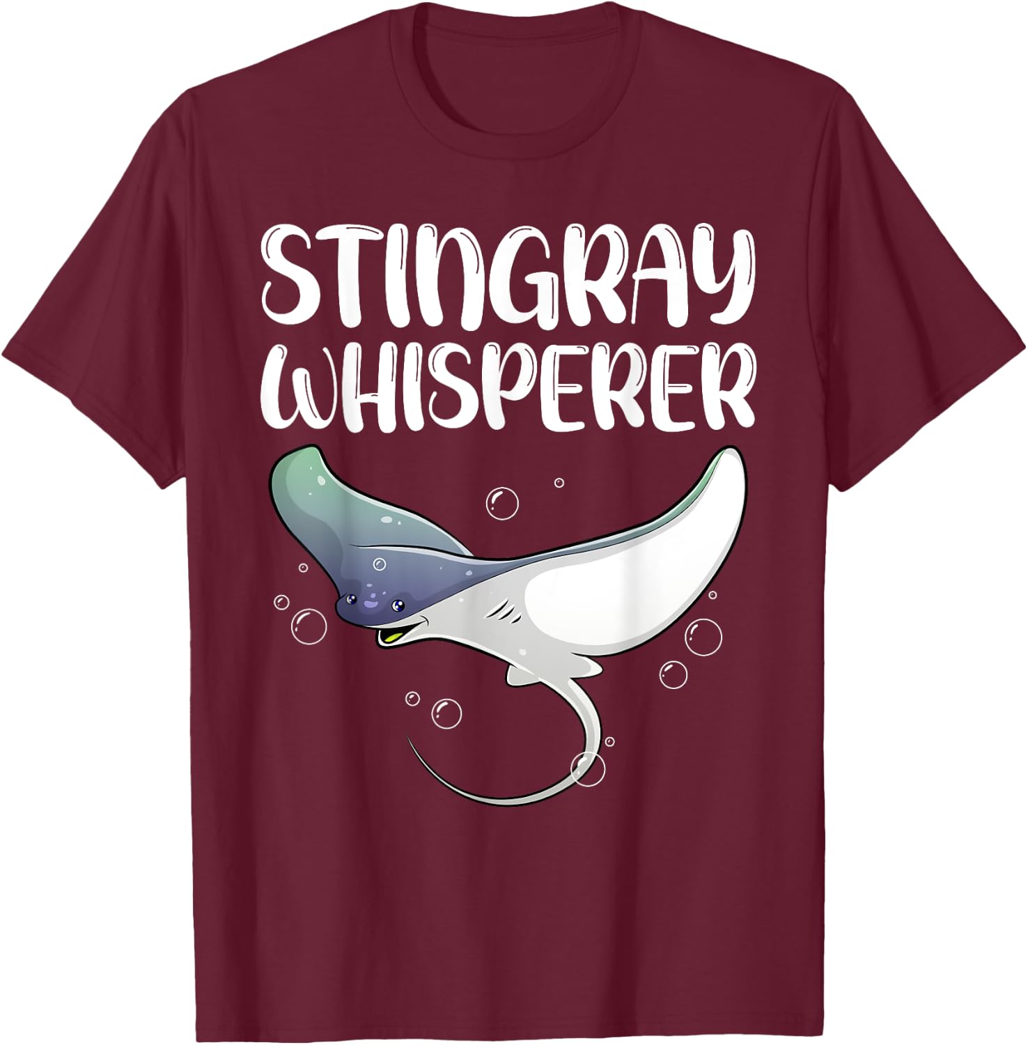 Cute Stingray Design Women Kids Fish Stingray Lovers T-Shirt - T-Shirt | Maroon