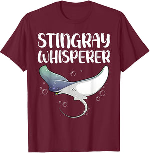 Cute Stingray Design Women Kids Fish Stingray Lovers T-Shirt - T-Shirt | Maroon