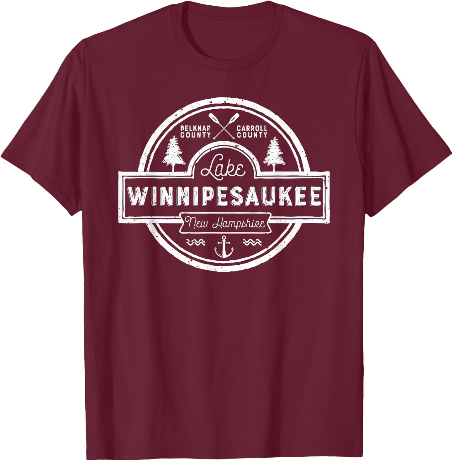 Lake Winnipesaukee New Hampshire T Shirt Men Women Camping T-Shirt - T-Shirt | Maroon