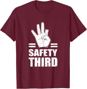 Safety a Third Funny Missing Finger Injury Hand T-Shirt - T-Shirt | Maroon