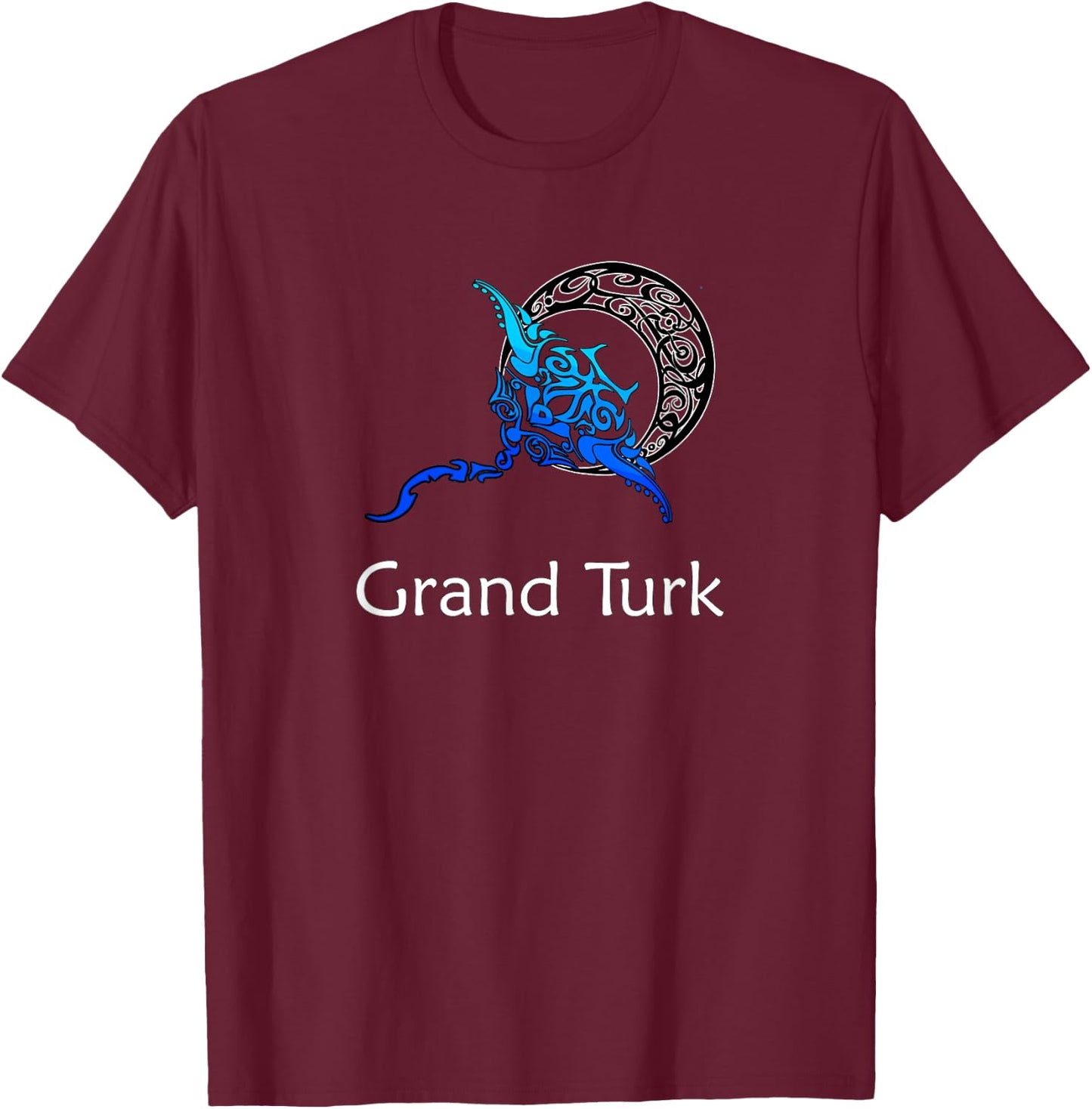 Grand Turk Tribal Stinkray Design Retro Souvenir T-Shirt - T-Shirt | Maroon