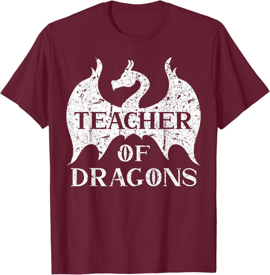 Vintage Teacher Of Dragons Funny Quotes Teacher Student Women T-Shirt - T-Shirt | Maroon