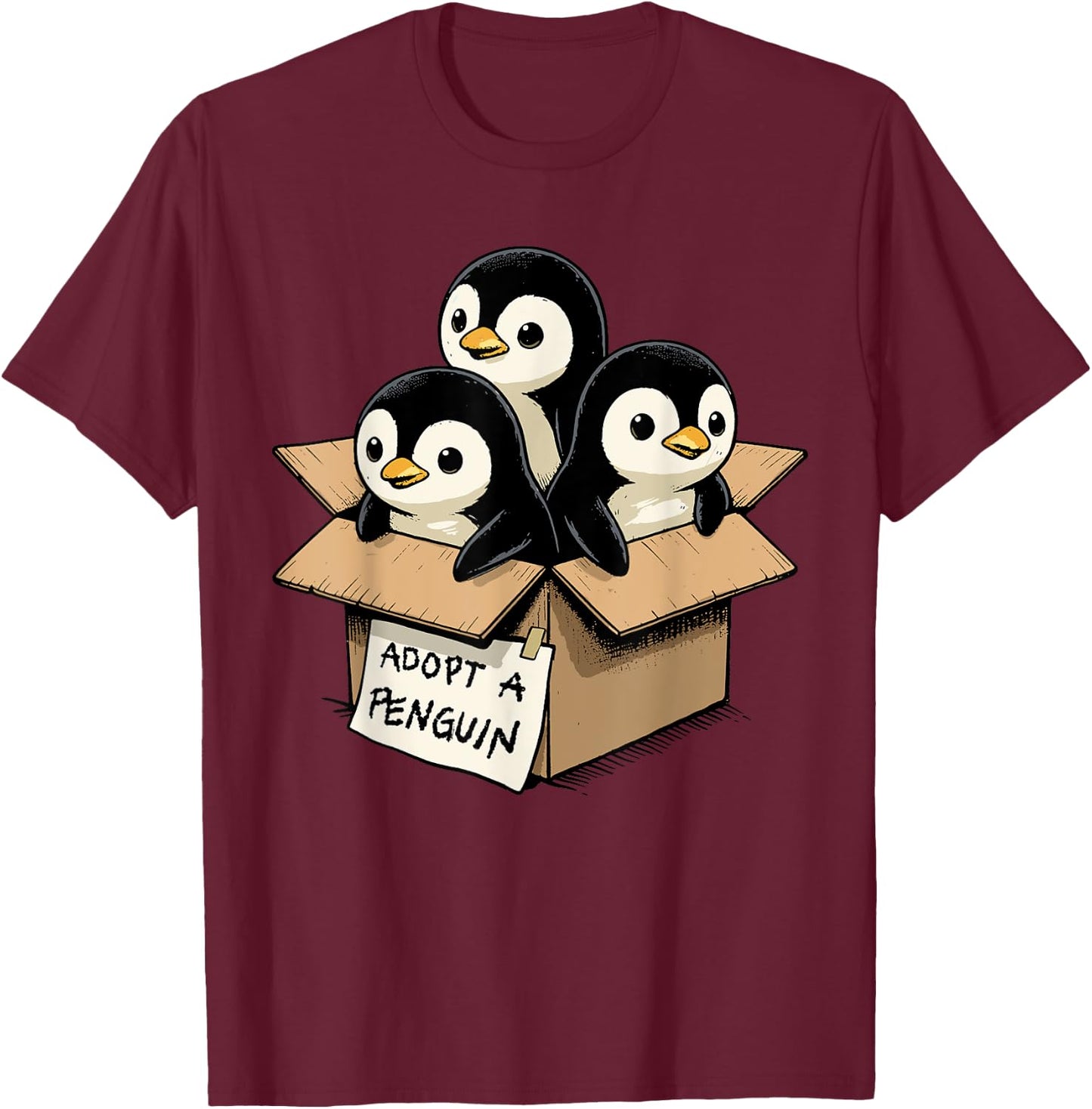 Adopt a Penguin Shirt Cute Little Animal Penguin Lover T-Shirt - T-Shirt | Maroon