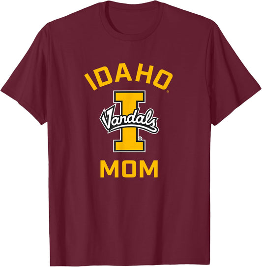 Campus Lab University of Idaho Vandals Arched Mom , Small, Black T-Shirt - T-Shirt | Maroon