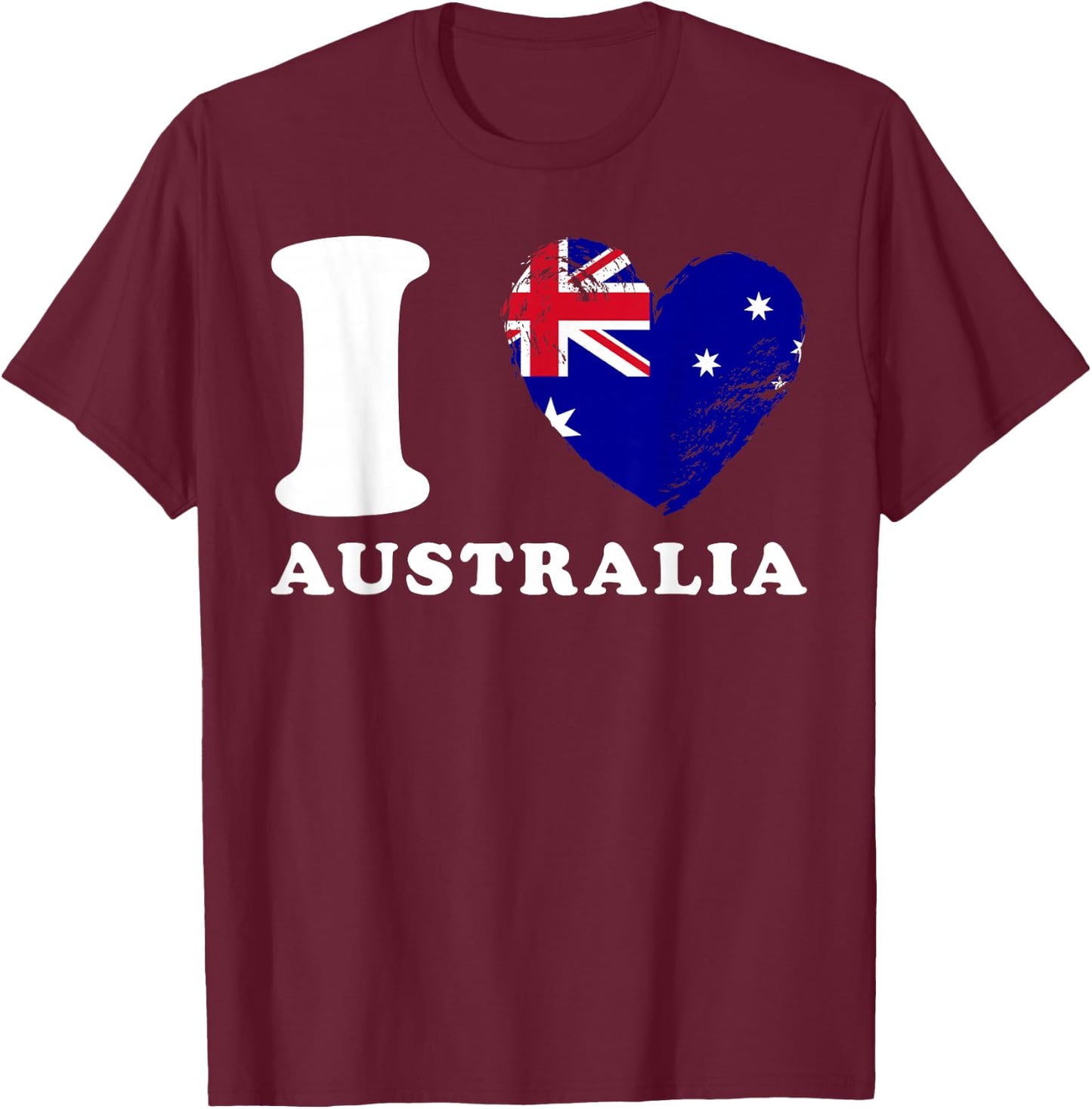 I Love Australia - Heart Flag Australia T-Shirt - T-Shirt | Maroon
