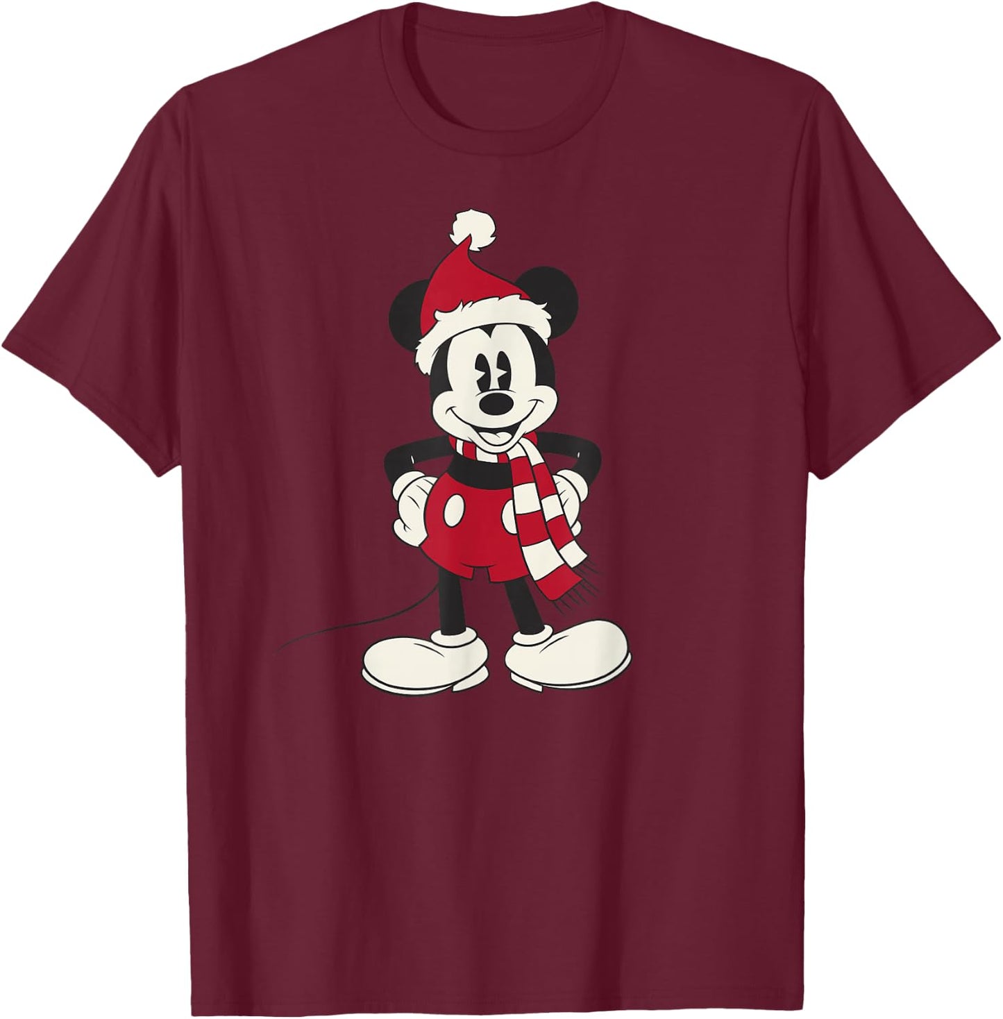 Disney Mickey & Friends Christmas Mickey Mouse Portrait T-Shirt - T-Shirt | Maroon