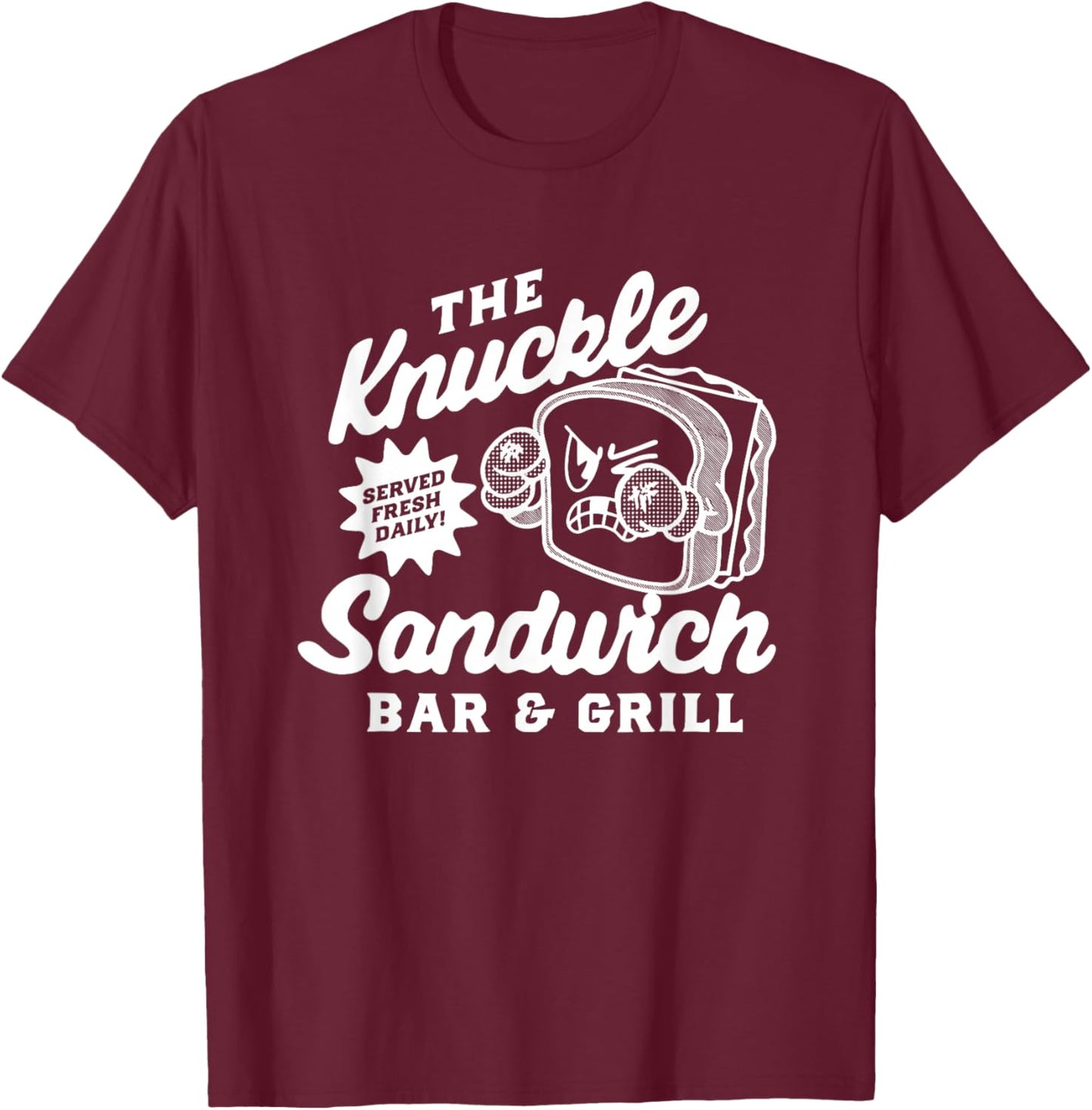 The Knuckle Sandwich Bar & Grill Fighting Joke Bar Dad T-Shirt - T-Shirt | Maroon