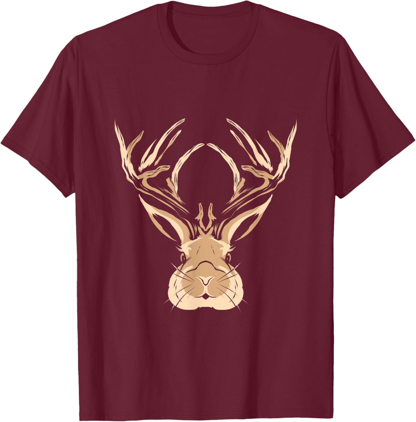 Jackalope Head Gift T-Shirt - T-Shirt | Maroon