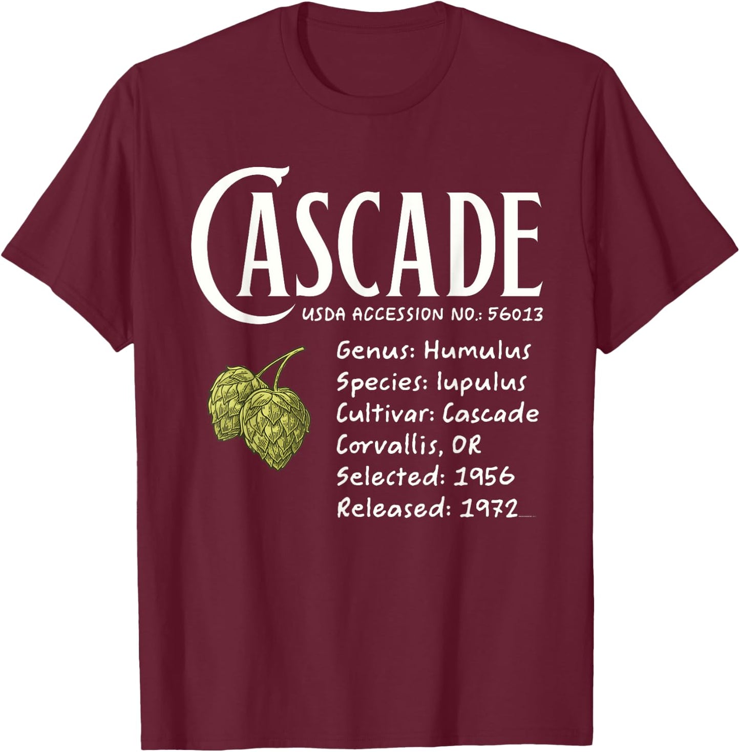 Cascade Hops Historic Cultivar T-Shirt - T-Shirt | Maroon