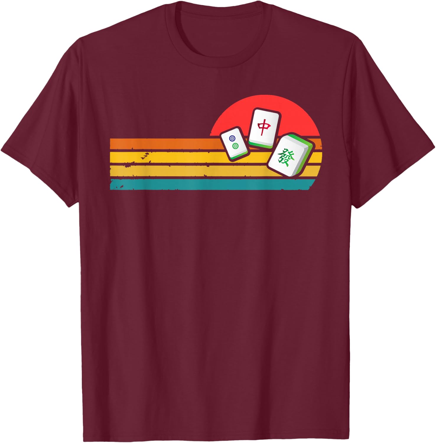 Mahjong Chinese 80s Retro Mah Jongg T-Shirt - T-Shirt | Maroon