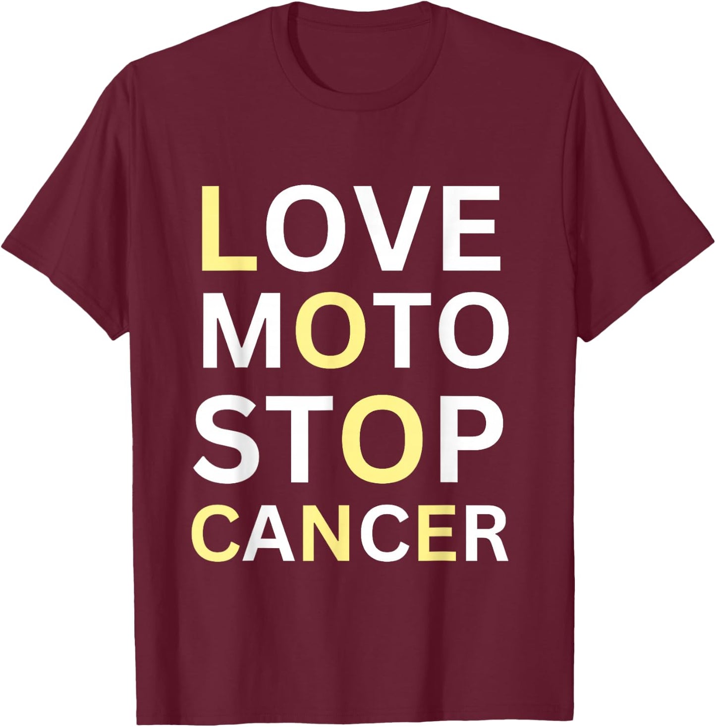 Love Moto Stop Cancer T-Shirt - T-Shirt | Maroon