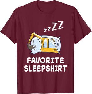 Dredger Digger Excavator Nap Sleeping Sleep Pajama Nightgown T-Shirt - T-Shirt | Maroon