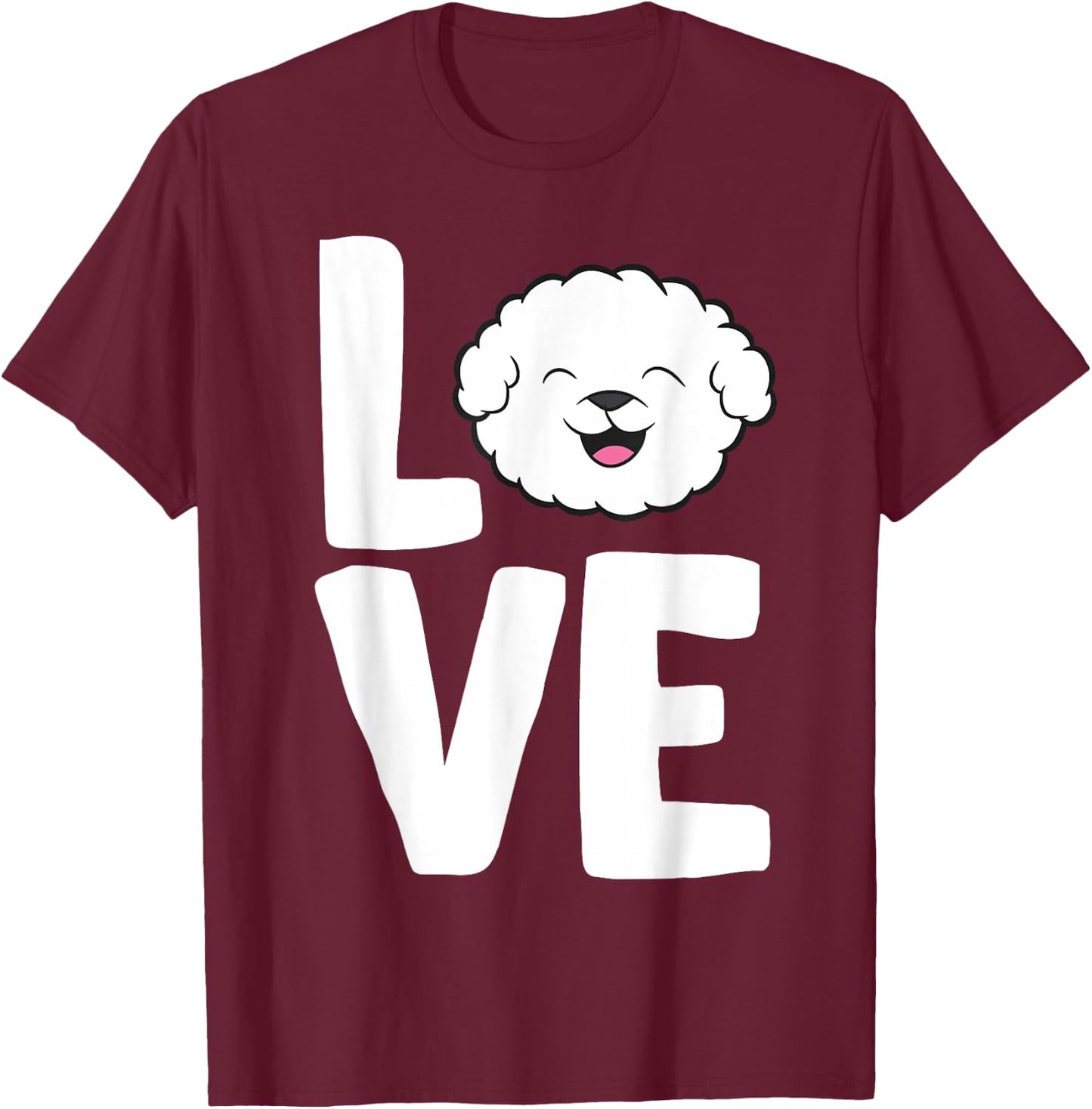 I Love Bichon Frise Dogs T-Shirt - T-Shirt | Maroon