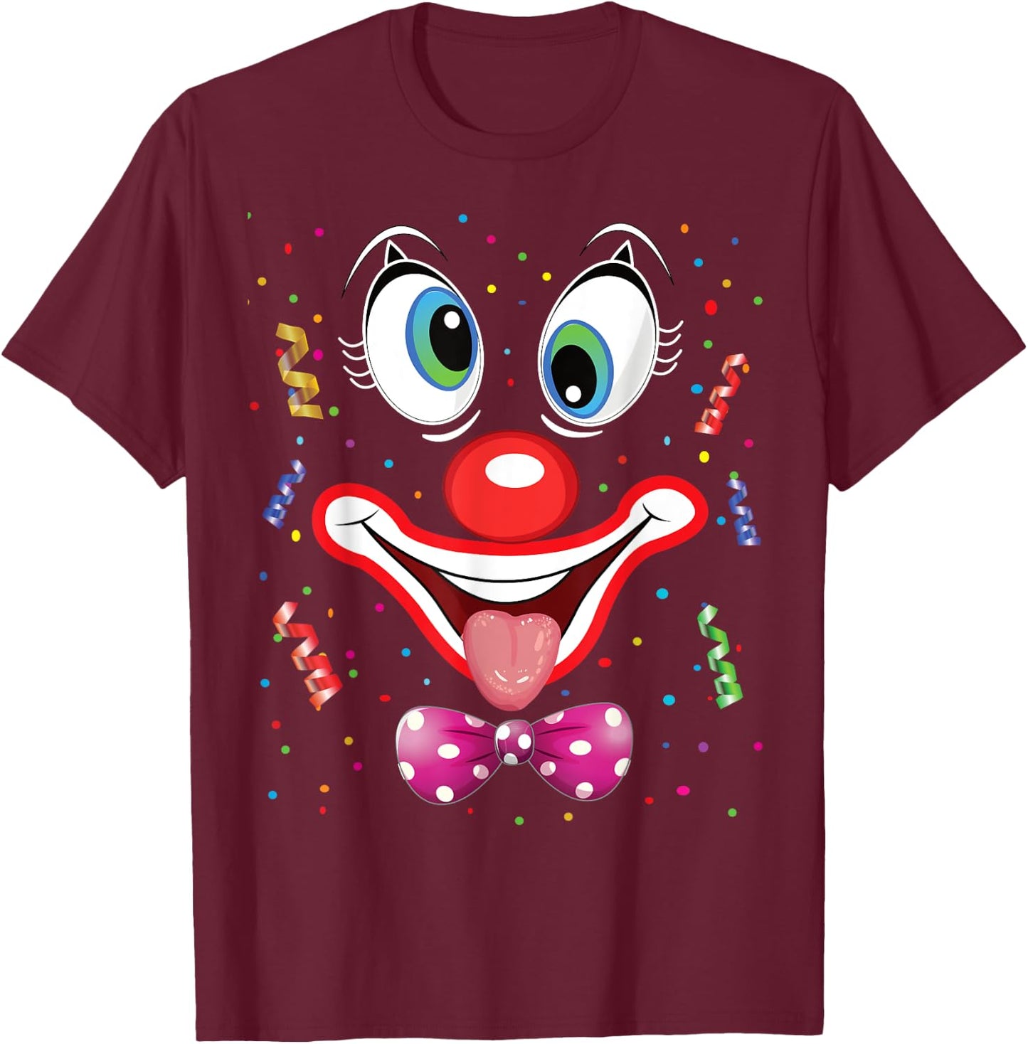 Carnival Clown Face Circus Costume Kids Men Women Carnivals T-Shirt - T-Shirt | Maroon