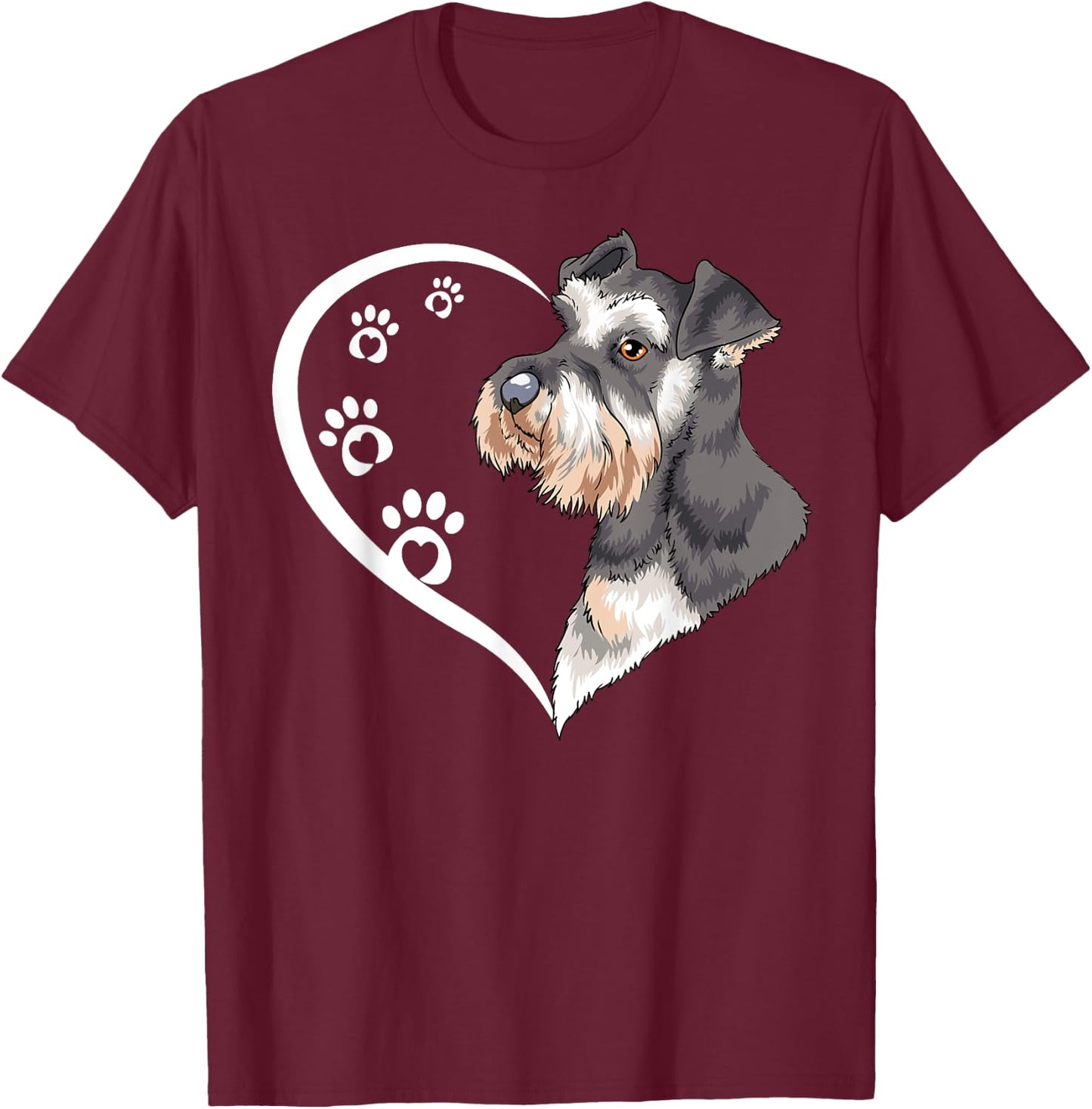 Miniature Schnauzer Shirts Girls Kids Heart Cute T-Shirt - T-Shirt | Maroon