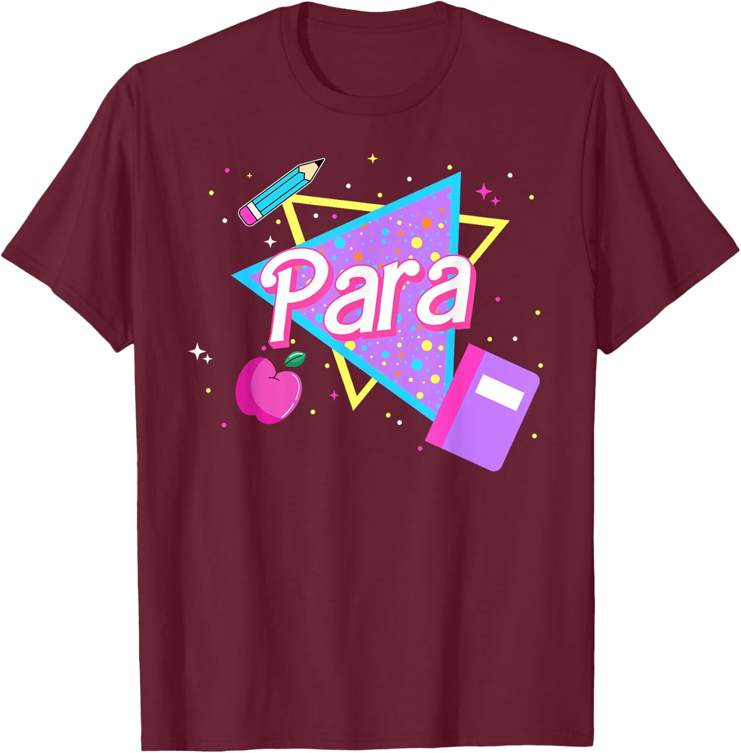 Cute Paraprofessional Shirt 80's 90's Style Retro Old School T-Shirt - T-Shirt | Maroon