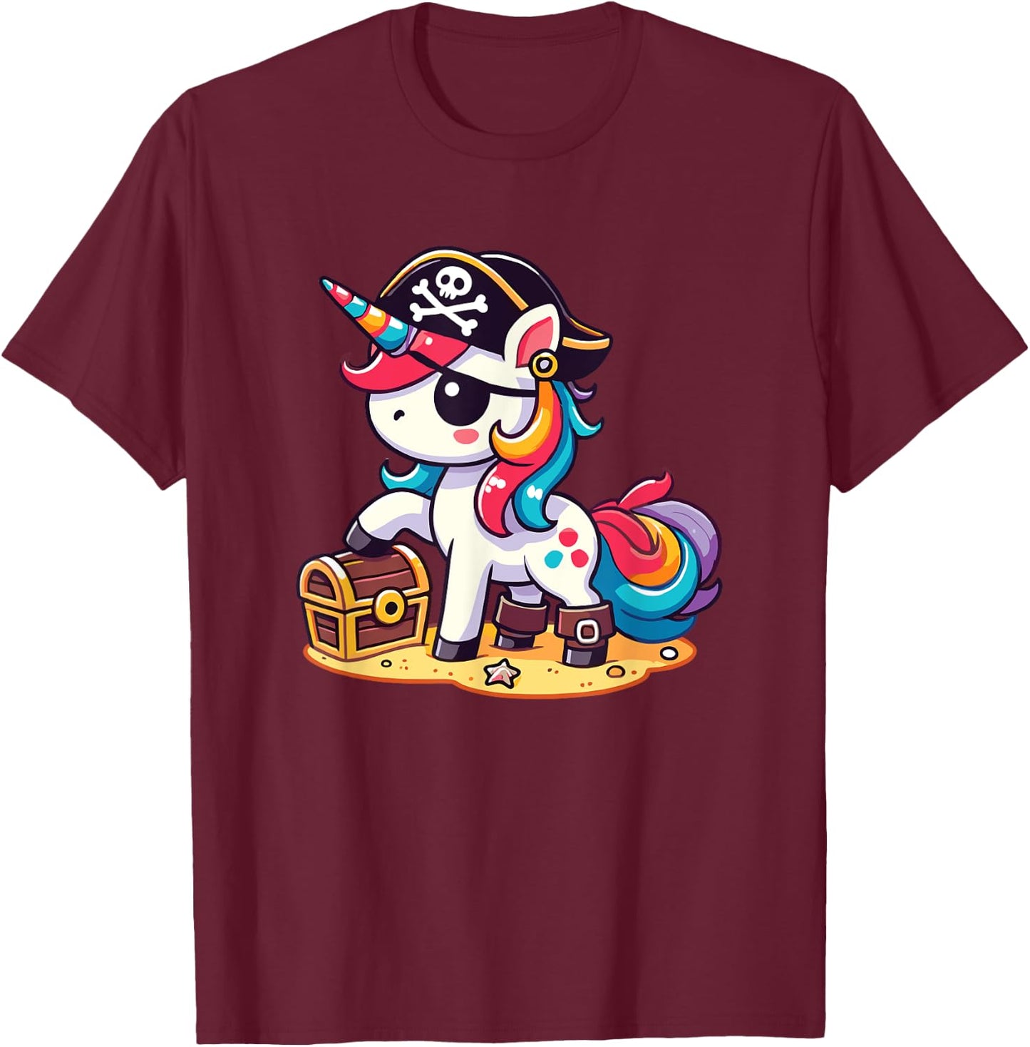 Unicorn Pirate Costume Halloween T-Shirt - T-Shirt | Maroon
