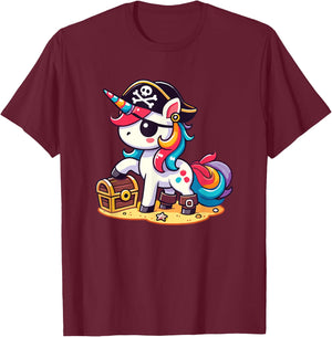 Unicorn Pirate Costume Halloween T-Shirt - T-Shirt | Maroon