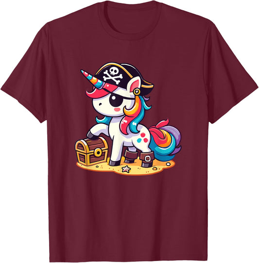 Unicorn Pirate Costume Halloween T-Shirt - T-Shirt | Maroon