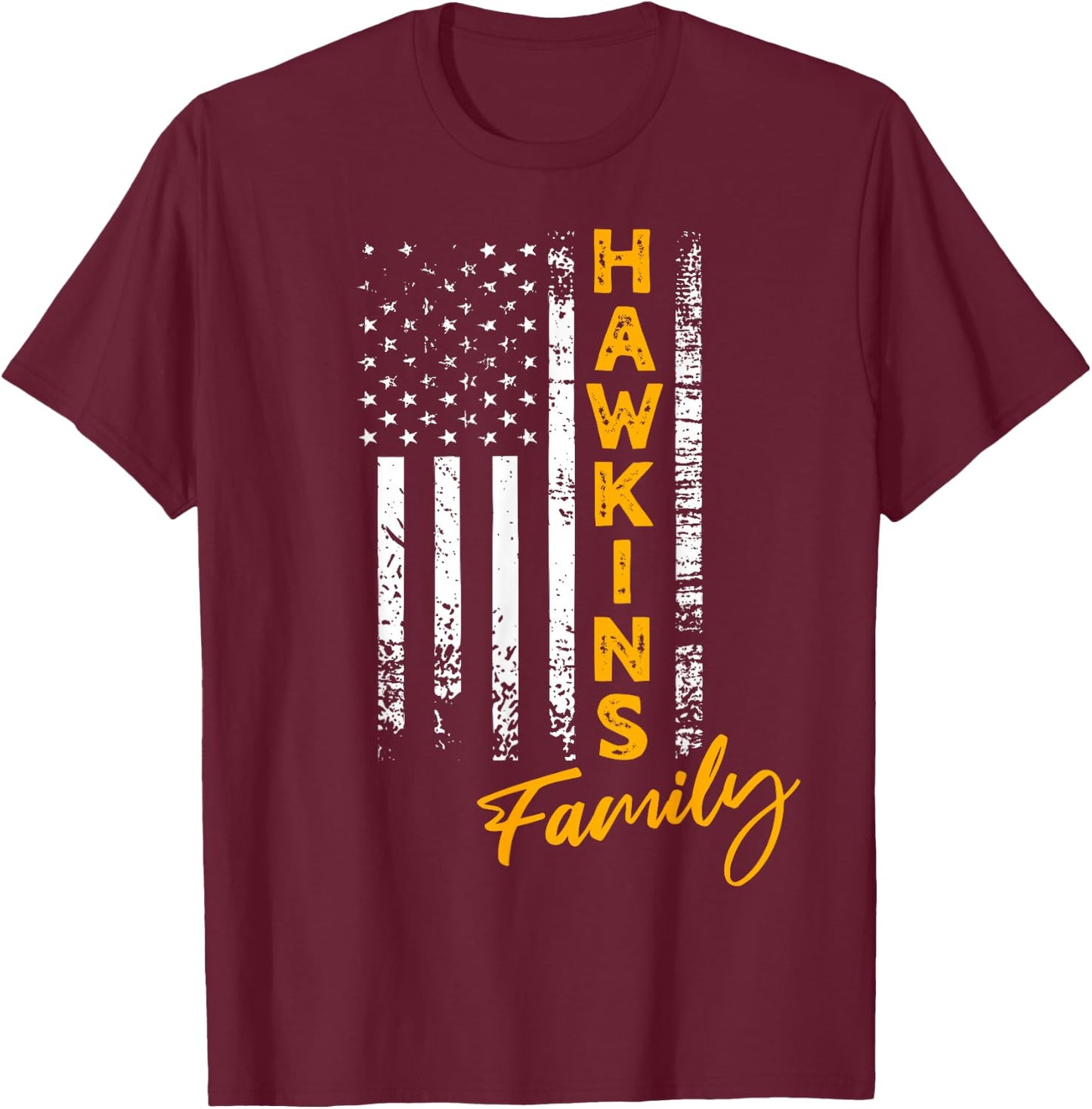 Hawkins Surname American Hawkins Last Name Hawkins T-Shirt - T-Shirt | Maroon