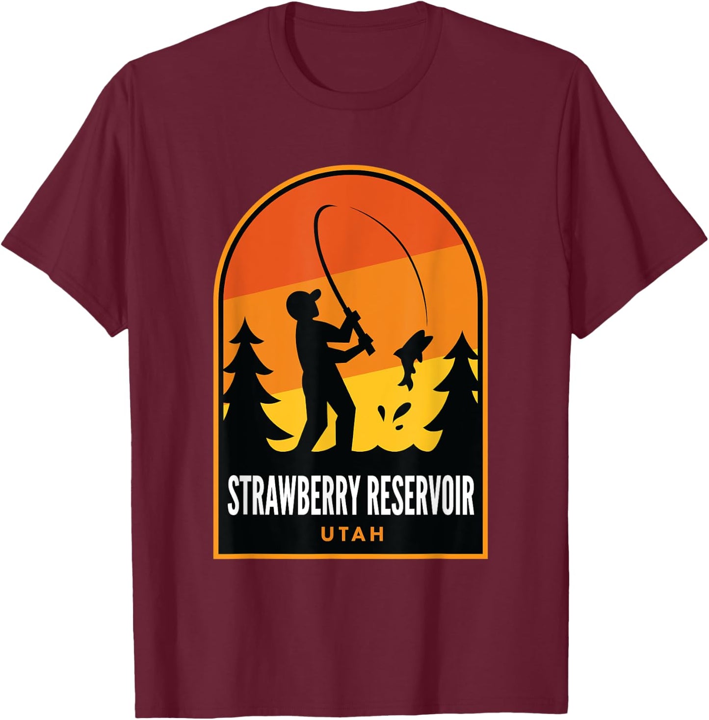 Strawberry Reservoir Utah Fishing T-Shirt - T-Shirt | Maroon