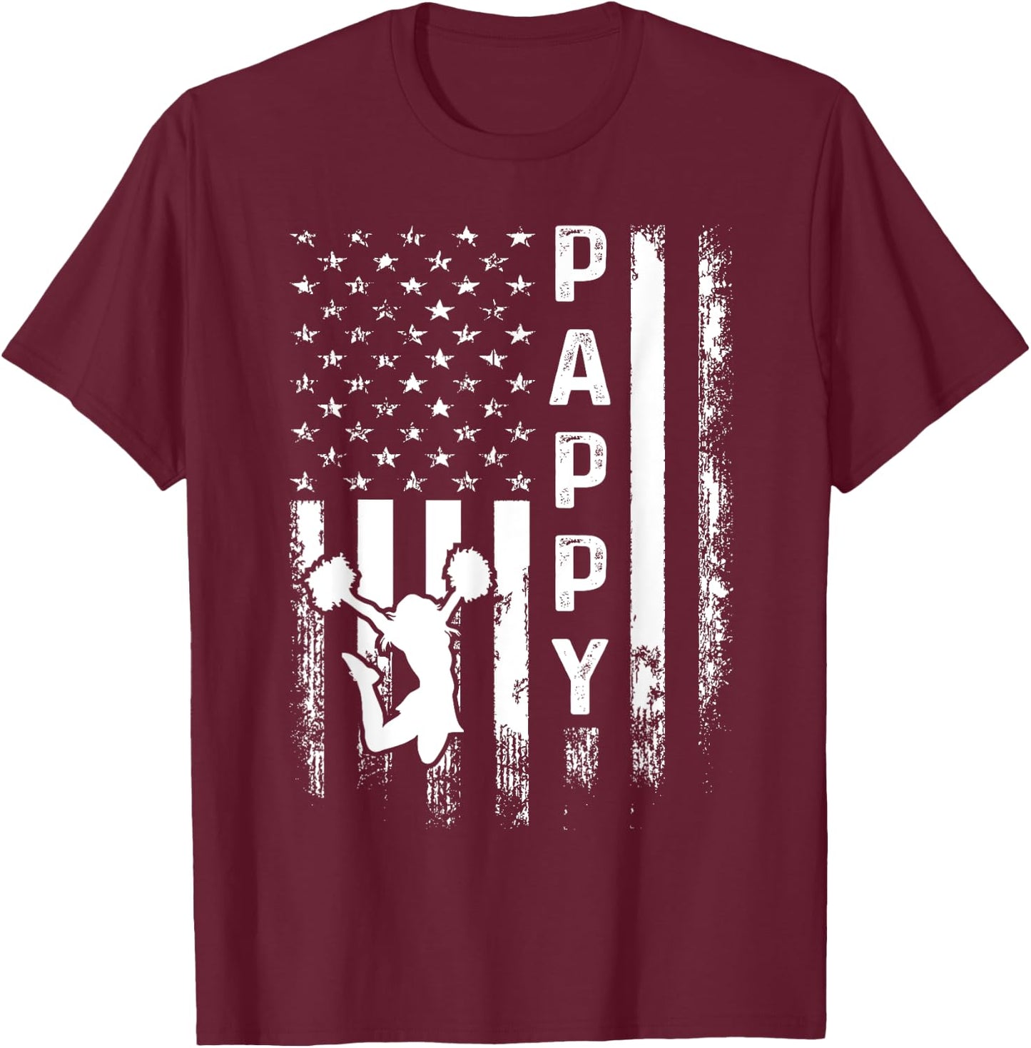 Cheer Pappy American Flag Cheerleading Cheerleader T-Shirt - T-Shirt | Maroon