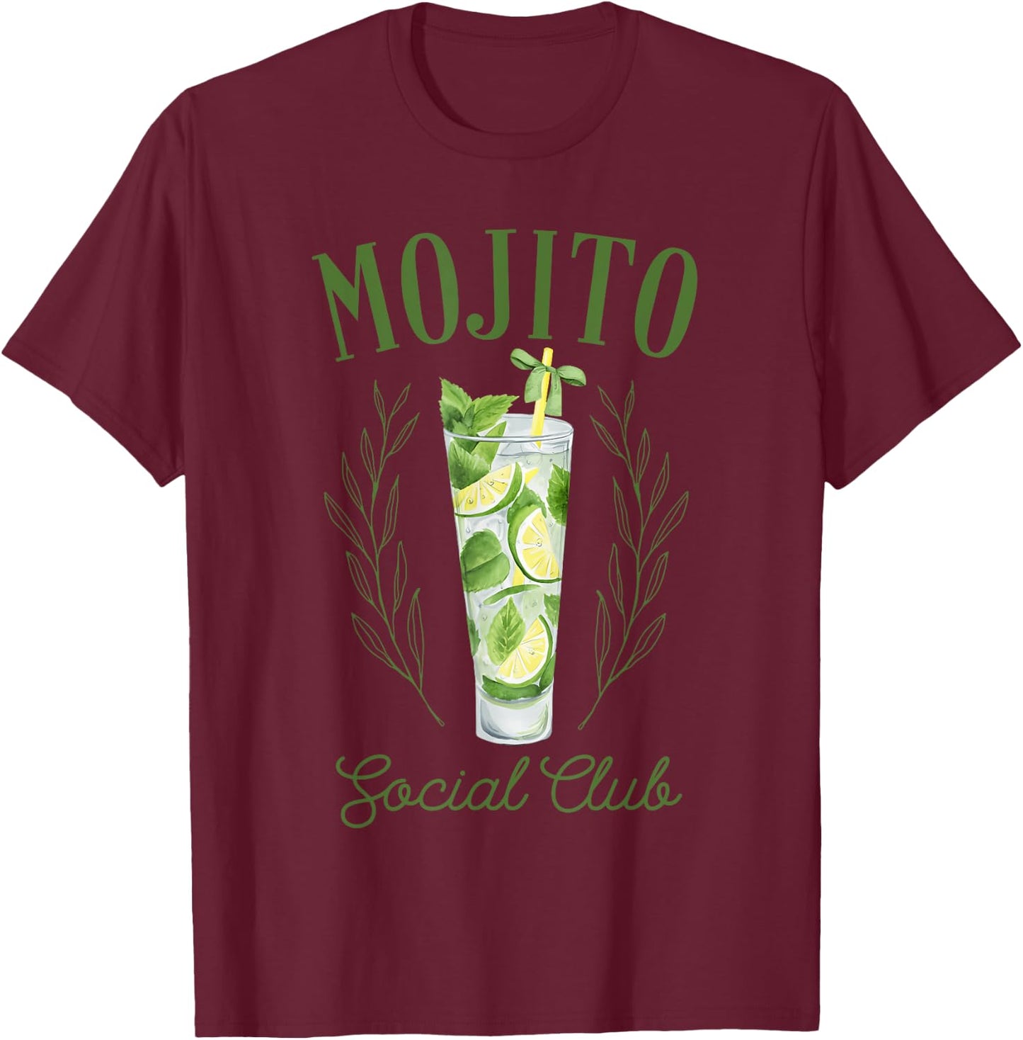 Mojito Social Club Funny Mojito Lovers Apparel T-Shirt - T-Shirt | Maroon