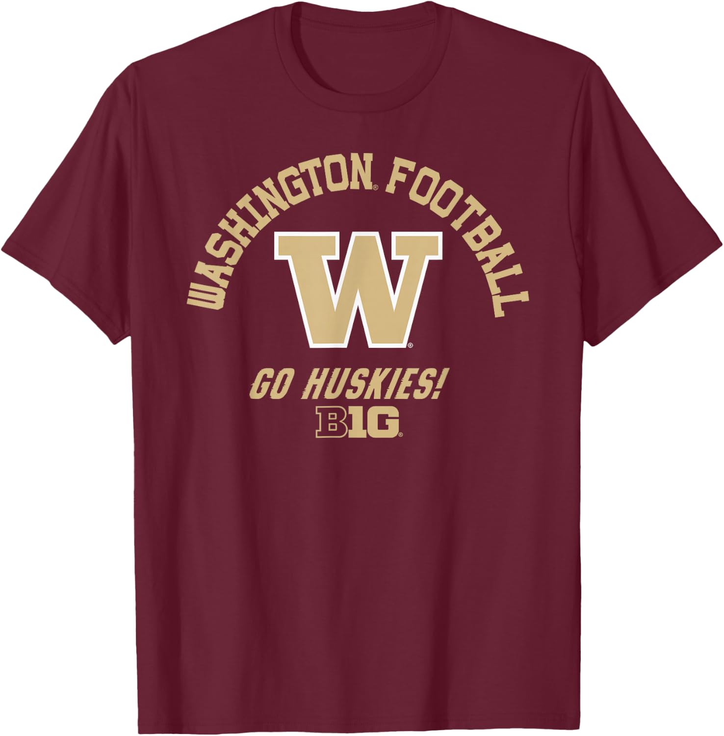 Elite Authentics -Youth Purple Washington Huskies NCAA Football , Small, Short Sleeve, , Classic Fit, Polyester 100% T-Shirt - T-Shirt | Maroon