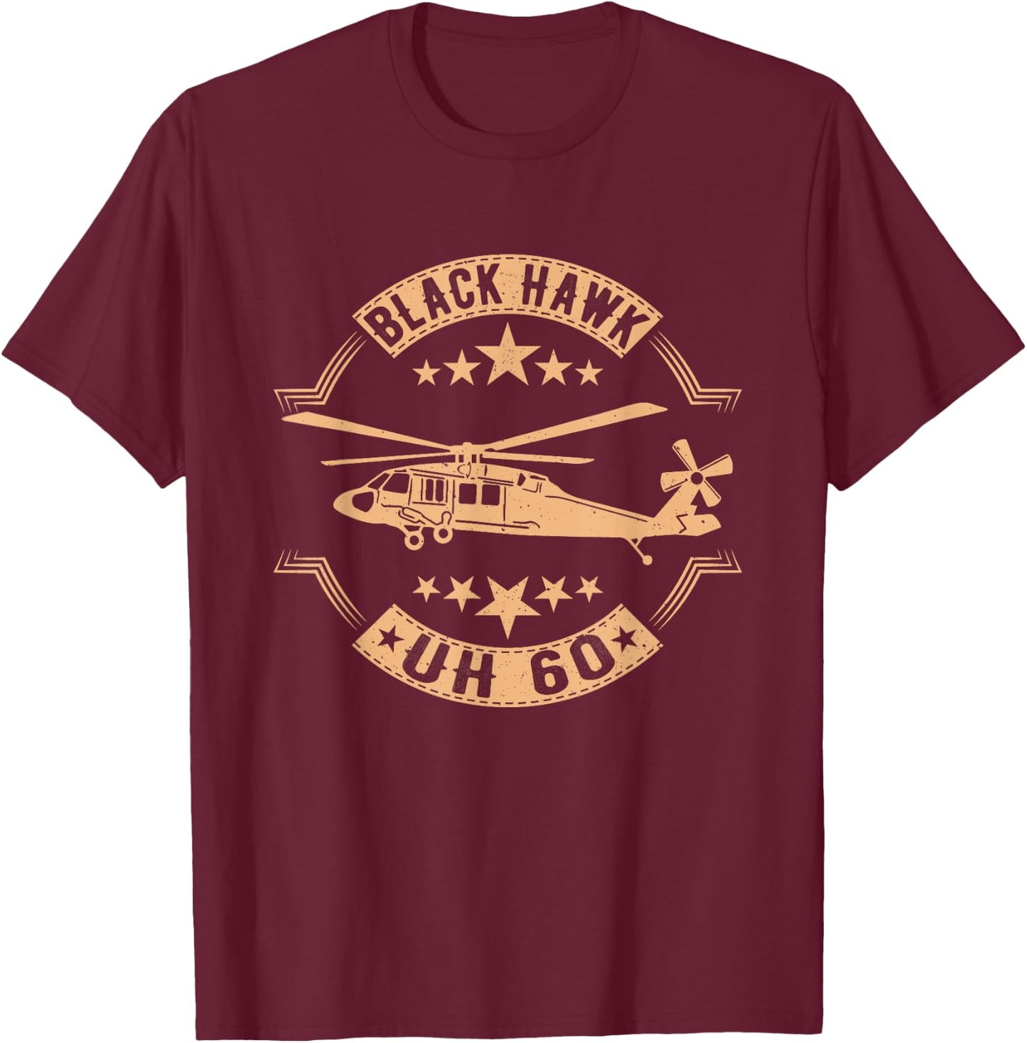 Patriotic USA Flag Military Helicopter UH-60 Black Hawk T-Shirt - T-Shirt | Maroon