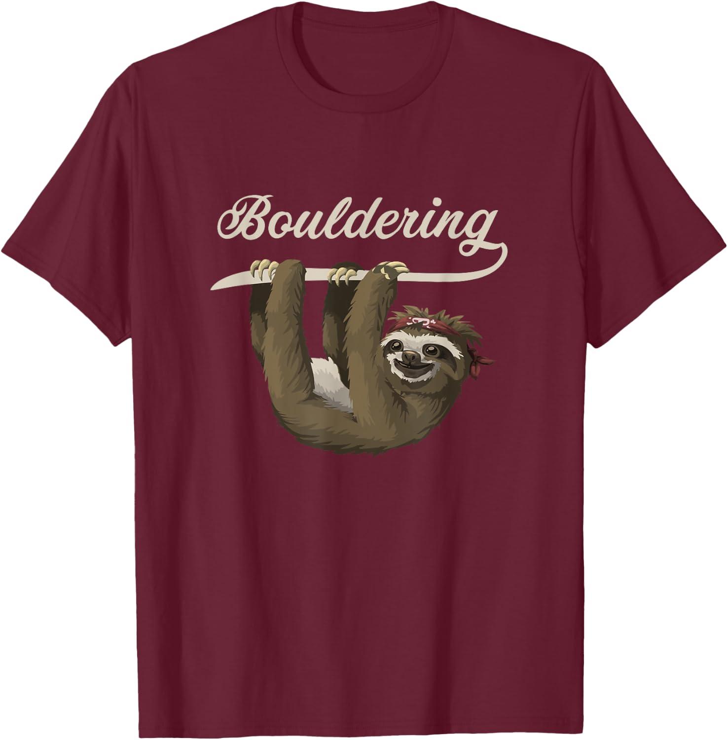 Boulder Climbing Sloth Bouldering T-Shirt - T-Shirt | Maroon