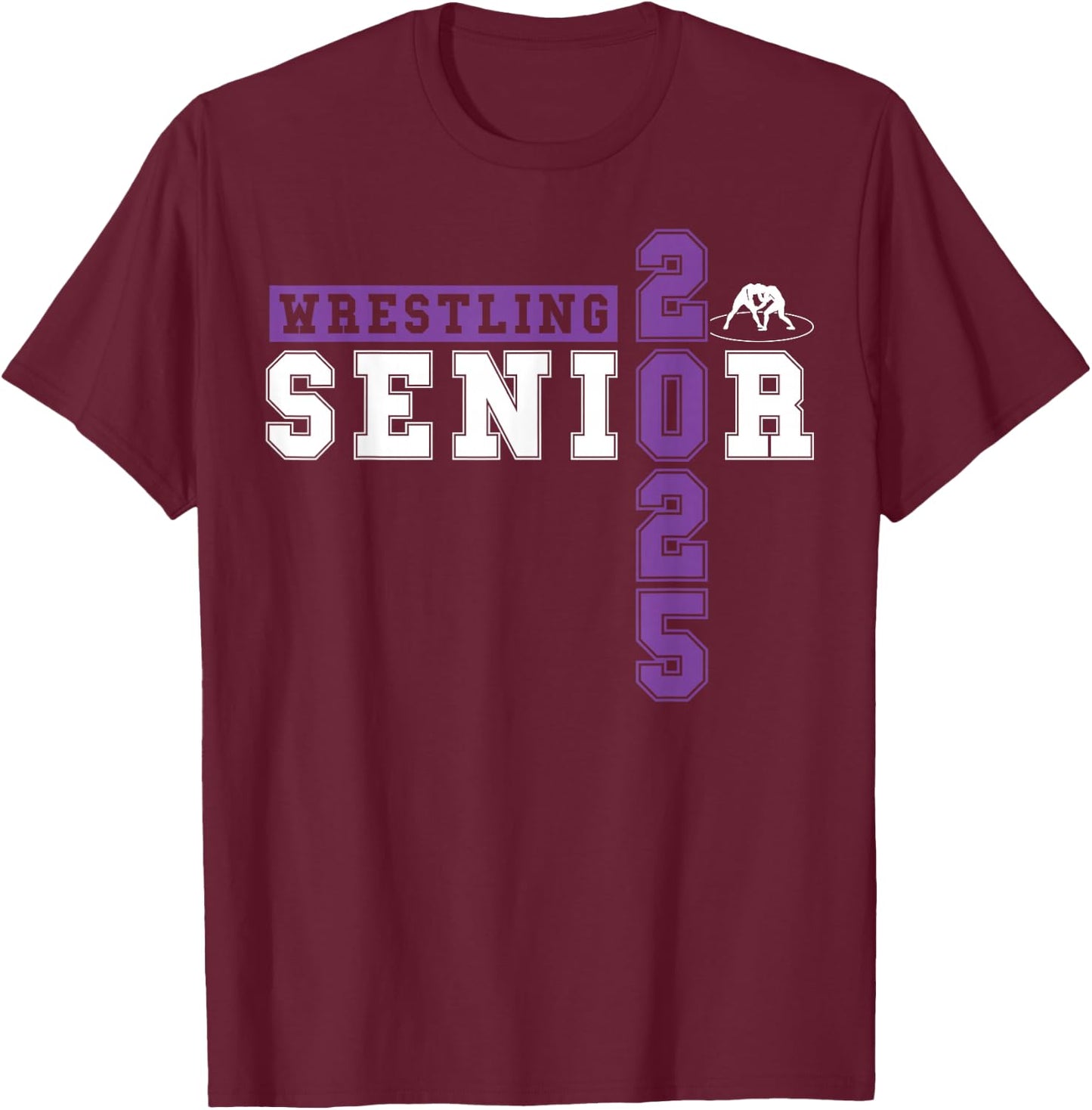 Wrestling Senior Night Wrestling Senior 2025 Graduation 52 T-Shirt - T-Shirt | Maroon
